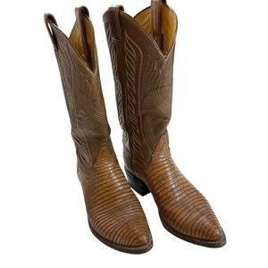 Tony Lama El Paso Exotic Lizard Leather Cowboy Western Boots Mens Size 8 D‎